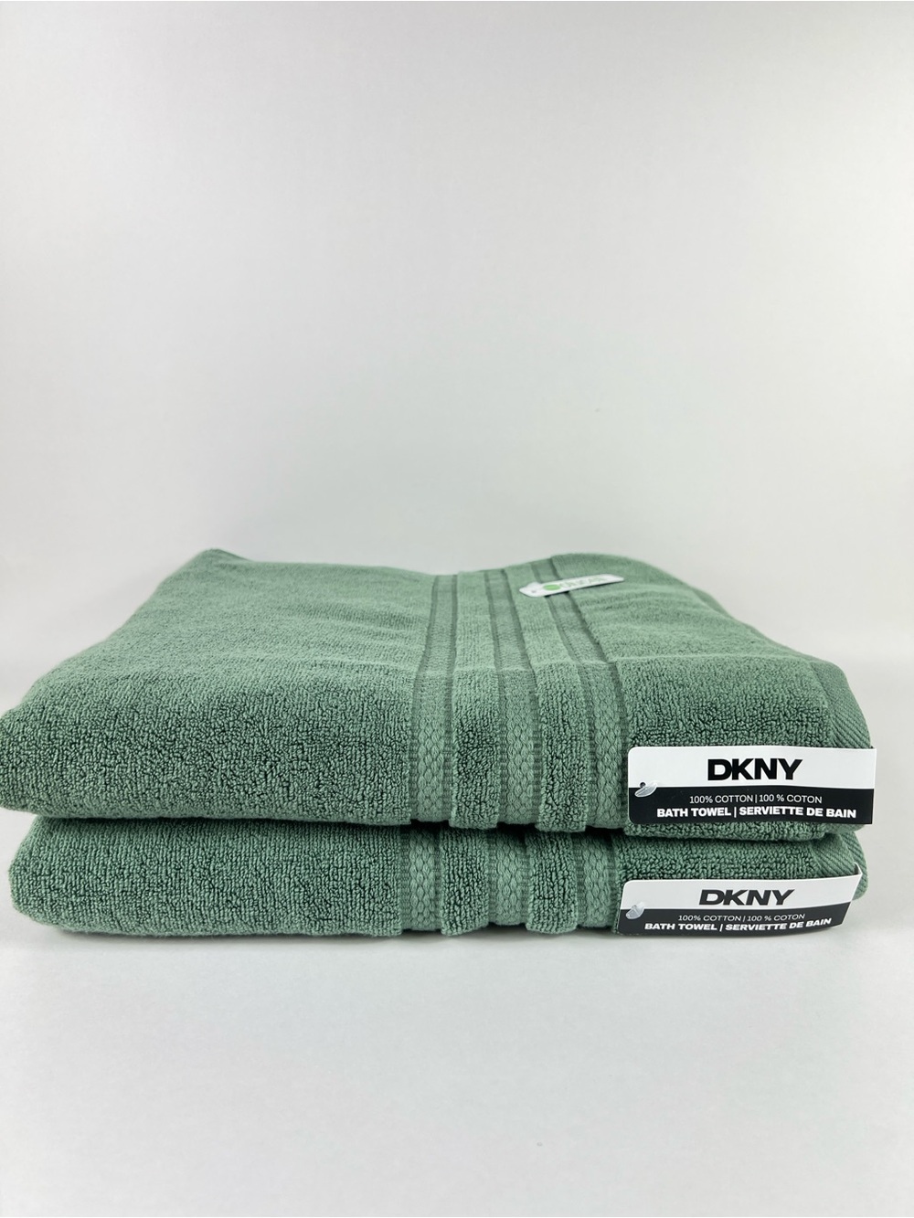 DKNY Bath Towels Forest Green Soft 100% Cotton Solucell Zero Twist 2 Pc NEW